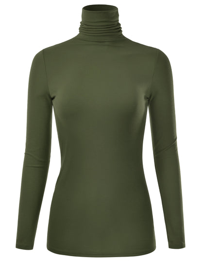 Women's Long Sleeve Turtleneck Light Weight Pullover Slim Fit T-Shirts Top Sweater (S-3XL)