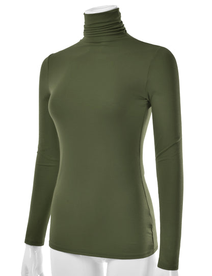 Women's Long Sleeve Turtleneck Light Weight Pullover Slim Fit T-Shirts Top Sweater (S-3XL)