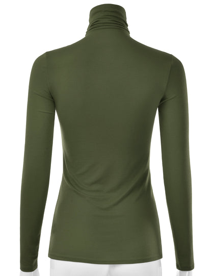 Women's Long Sleeve Turtleneck Light Weight Pullover Slim Fit T-Shirts Top Sweater (S-3XL)