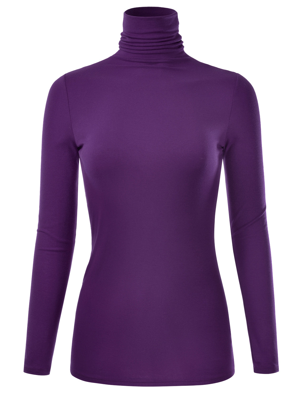 Women's Long Sleeve Turtleneck Light Weight Pullover Slim Fit T-Shirts Top Sweater (S-3XL)