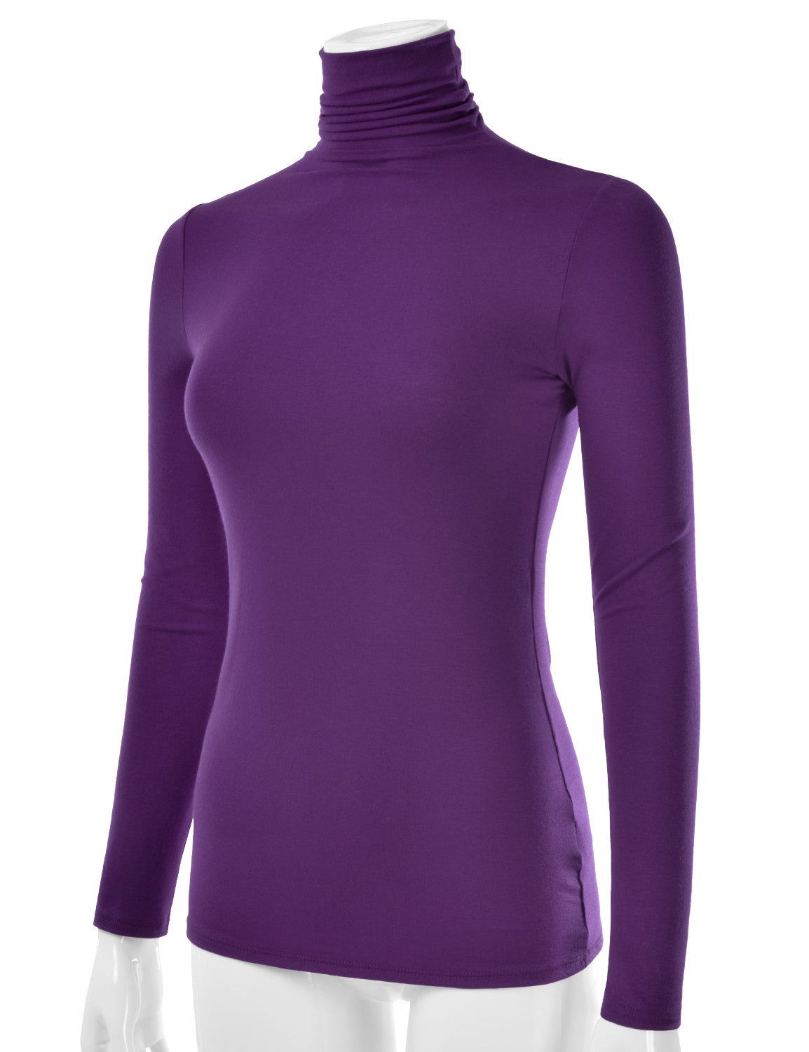 Women's Long Sleeve Turtleneck Light Weight Pullover Slim Fit T-Shirts Top Sweater (S-3XL)