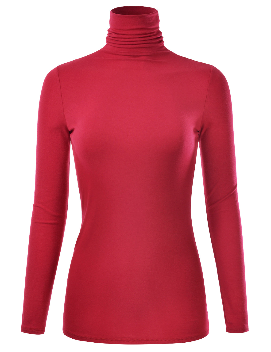 Women's Long Sleeve Turtleneck Light Weight Pullover Slim Fit T-Shirts Top Sweater (S-3XL)