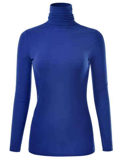 Women's Long Sleeve Turtleneck Light Weight Pullover Slim Fit T-Shirts Top Sweater (S-3XL)