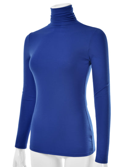 Women's Long Sleeve Turtleneck Light Weight Pullover Slim Fit T-Shirts Top Sweater (S-3XL)