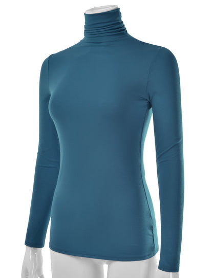 Women's Long Sleeve Turtleneck Light Weight Pullover Slim Fit T-Shirts Top Sweater (S-3XL)