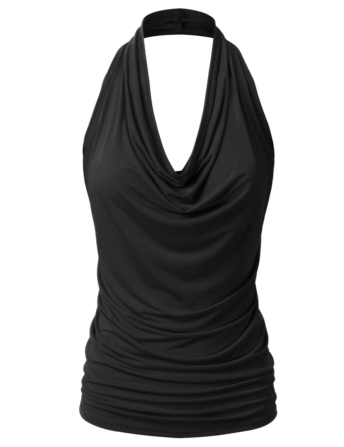 Women's Casual Halter Neck Draped Front Sexy Backless Tank Top (S-3XL)
