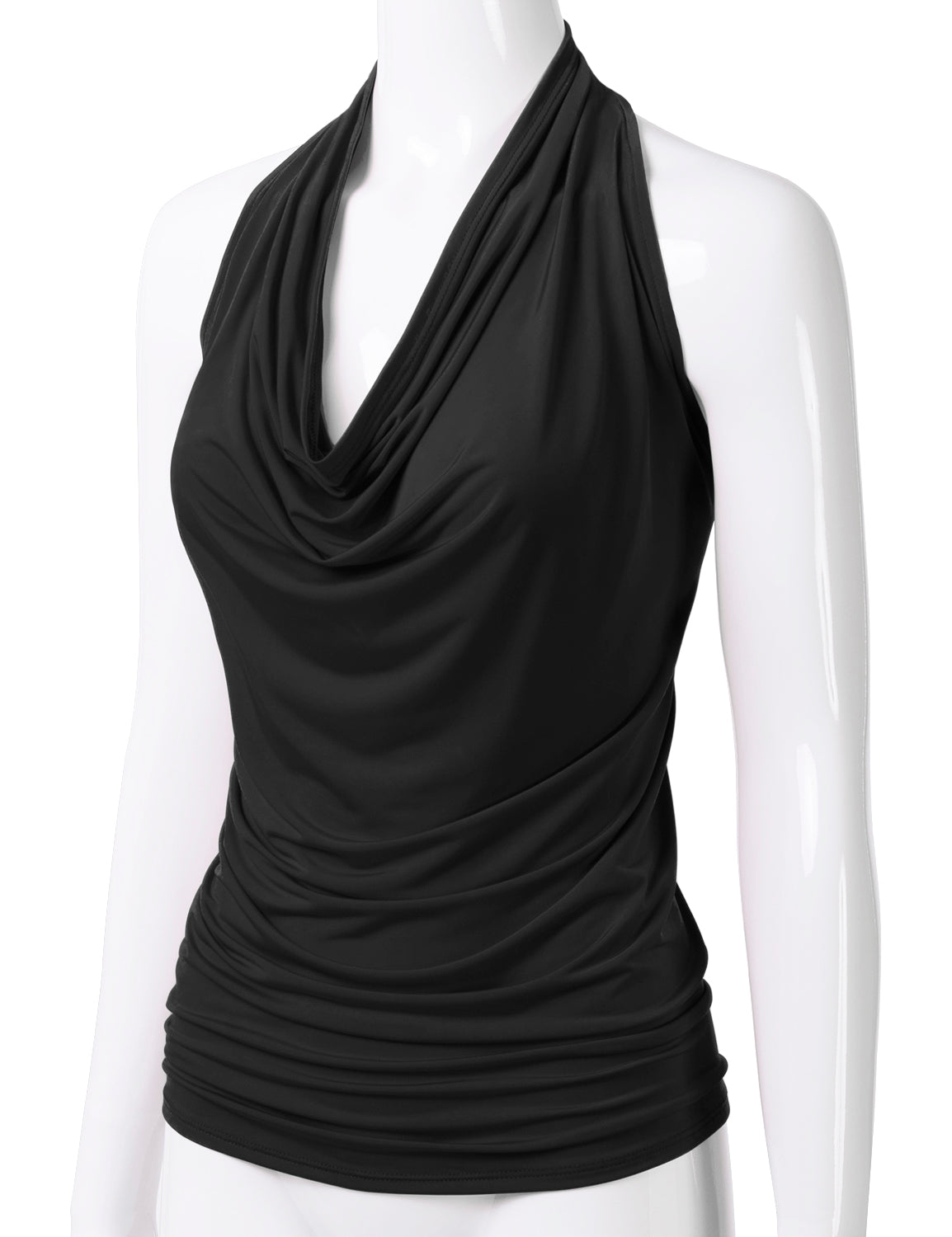 Women's Casual Halter Neck Draped Front Sexy Backless Tank Top (S-3XL)