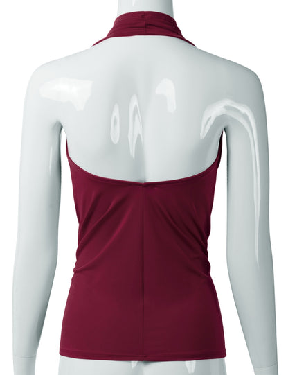 Women's Casual Halter Neck Draped Front Sexy Backless Tank Top (S-3XL)