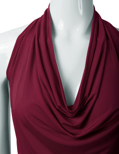 Women's Casual Halter Neck Draped Front Sexy Backless Tank Top (S-3XL)