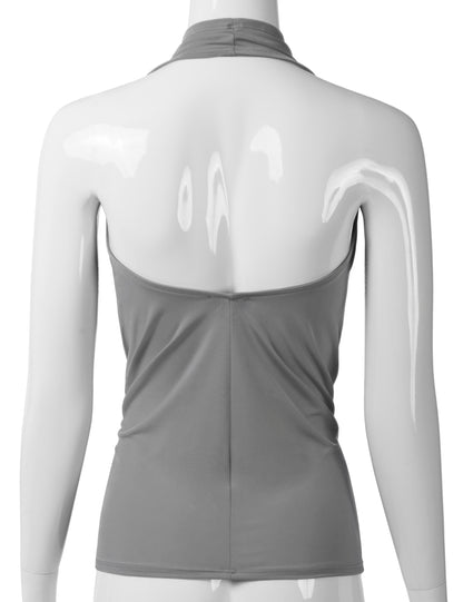 Women's Casual Halter Neck Draped Front Sexy Backless Tank Top (S-3XL)