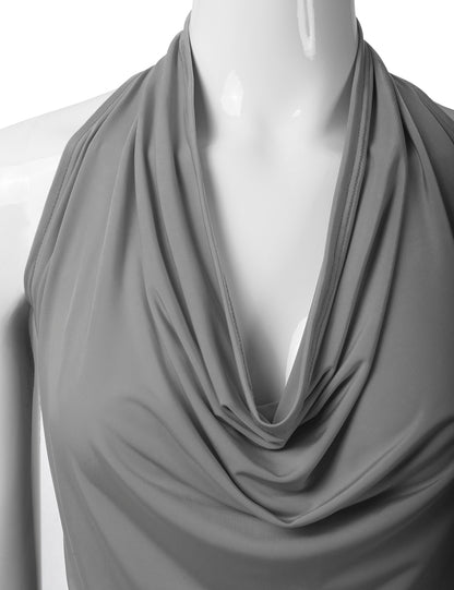 Women's Casual Halter Neck Draped Front Sexy Backless Tank Top (S-3XL)