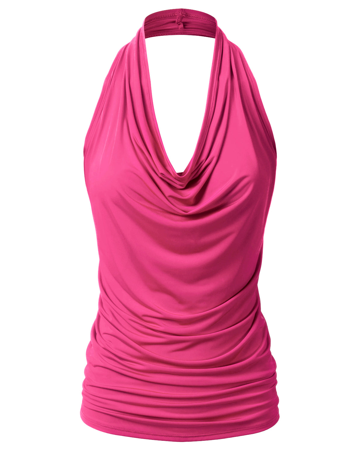 Women's Casual Halter Neck Draped Front Sexy Backless Tank Top (S-3XL)