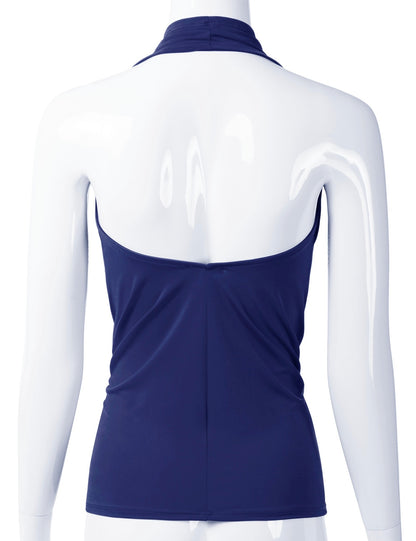 Women's Casual Halter Neck Draped Front Sexy Backless Tank Top (S-3XL)