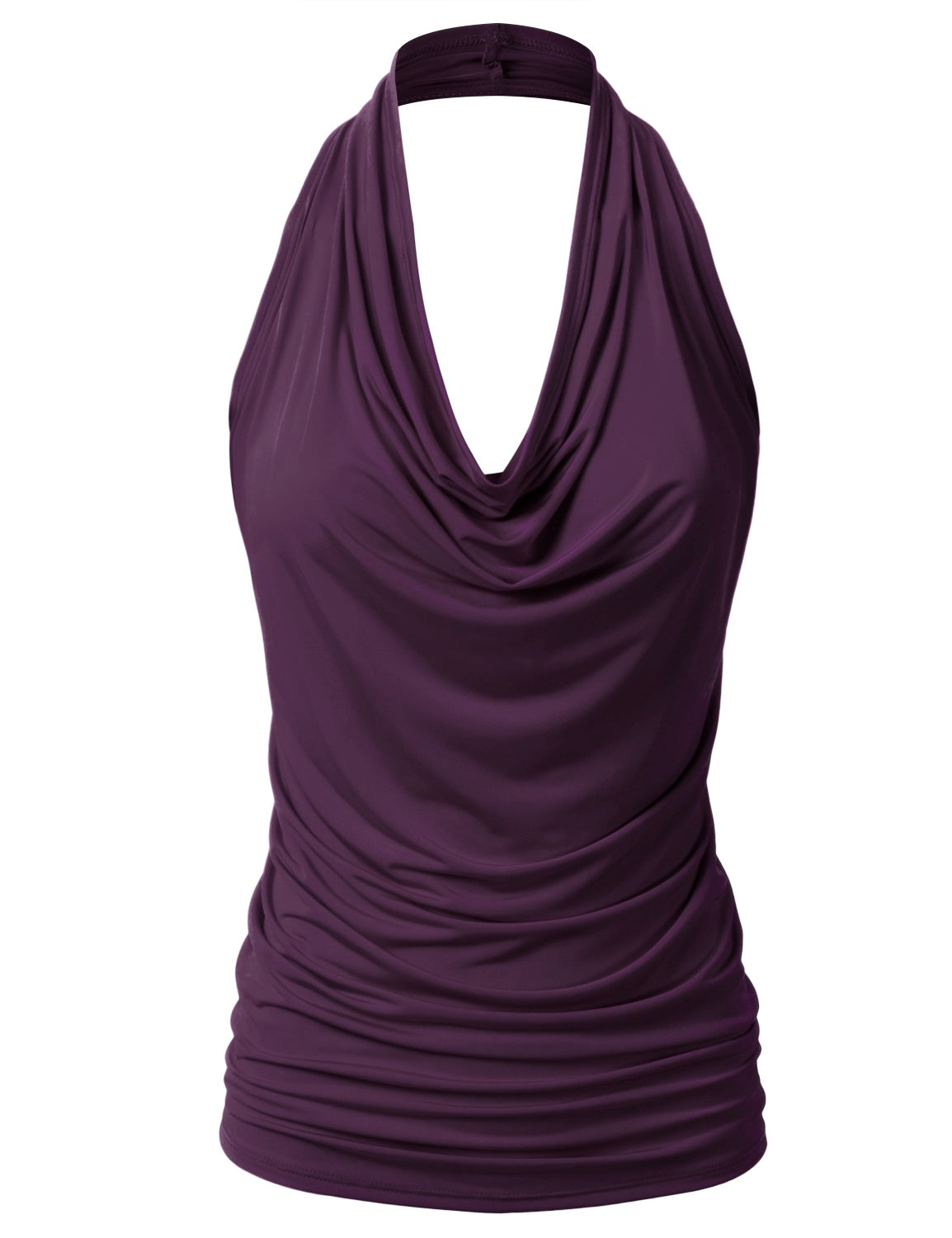 Women's Casual Halter Neck Draped Front Sexy Backless Tank Top (S-3XL)