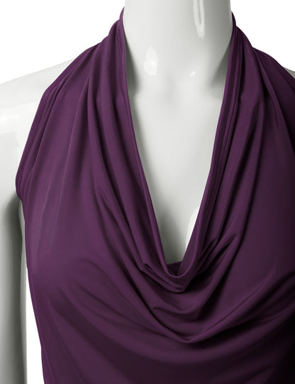 Women's Casual Halter Neck Draped Front Sexy Backless Tank Top (S-3XL)