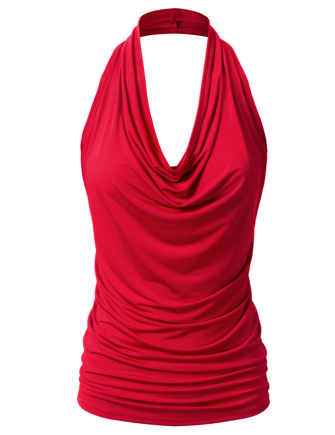 Women's Casual Halter Neck Draped Front Sexy Backless Tank Top (S-3XL)