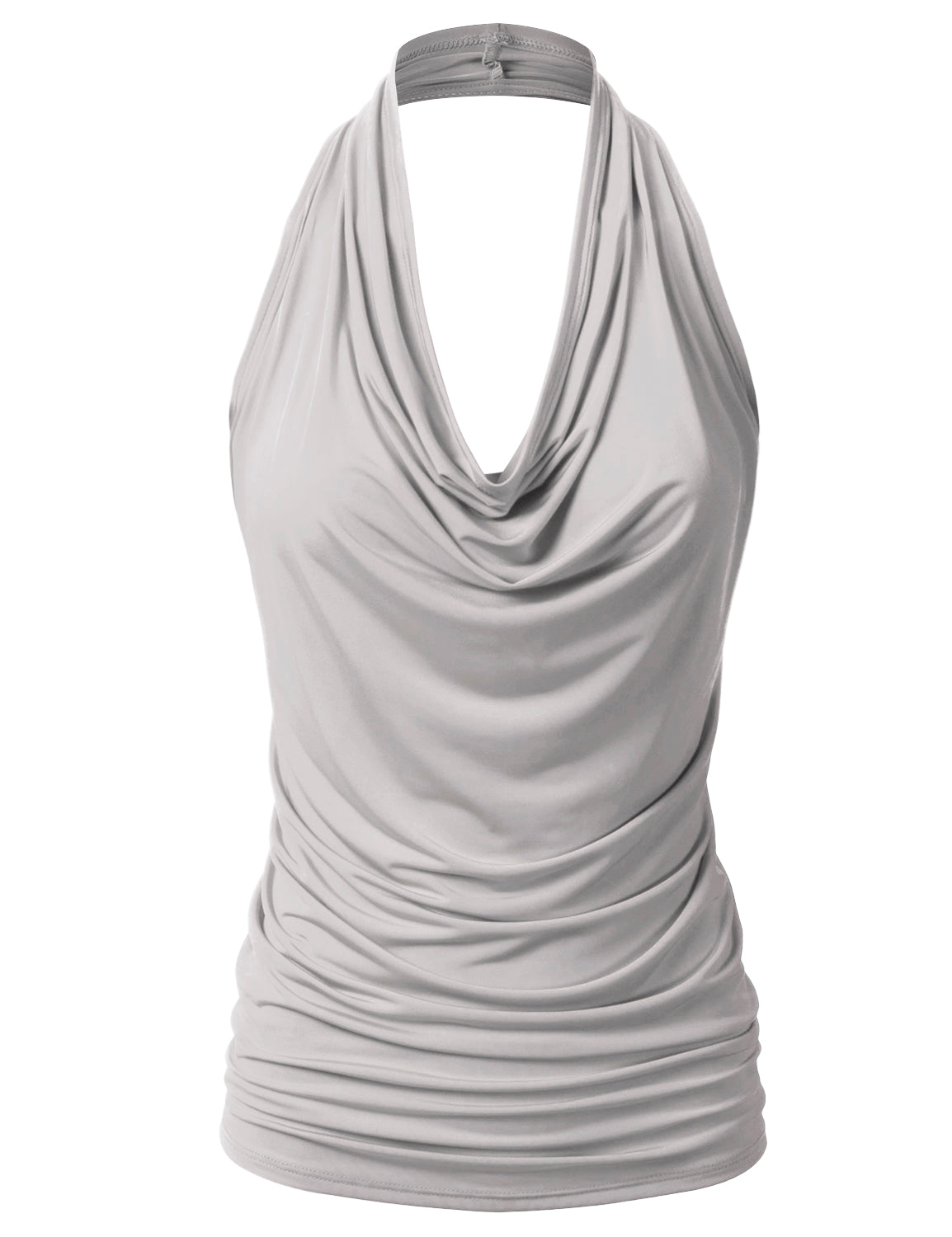 Women's Casual Halter Neck Draped Front Sexy Backless Tank Top (S-3XL)