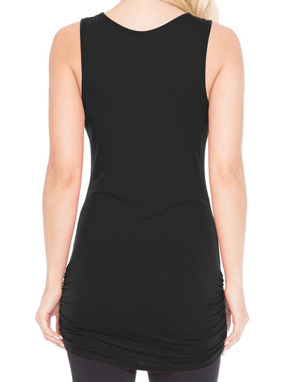 Women's V-Neck Cami Sleeveless Stretch Comfy Shirring Tank Top (S-3XL)