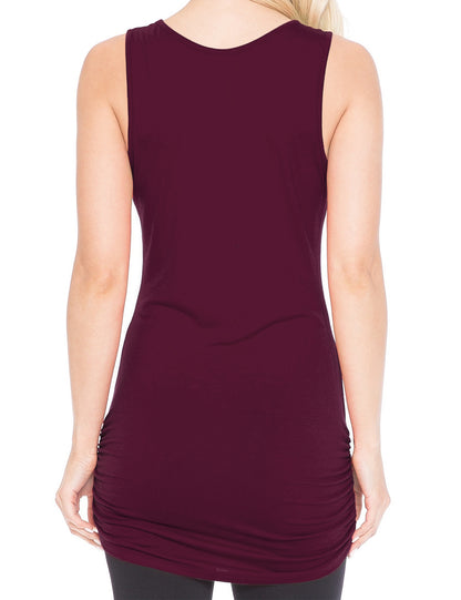 Women's V-Neck Cami Sleeveless Stretch Comfy Shirring Tank Top (S-3XL)