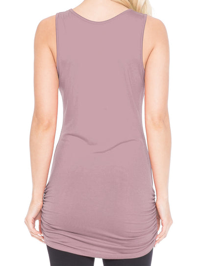 Women's V-Neck Cami Sleeveless Stretch Comfy Shirring Tank Top (S-3XL)