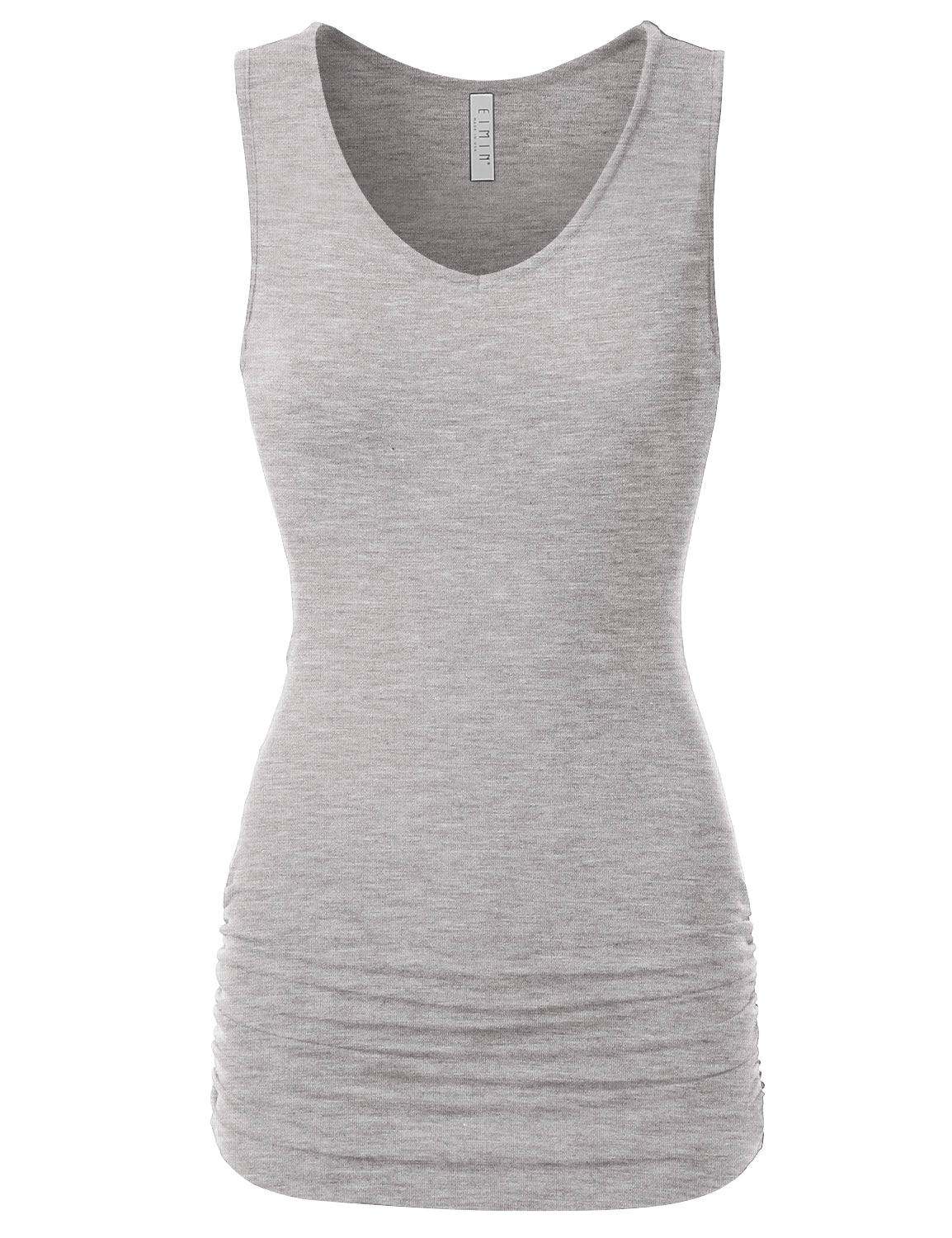 Women's V-Neck Cami Sleeveless Stretch Comfy Shirring Tank Top (S-3XL)