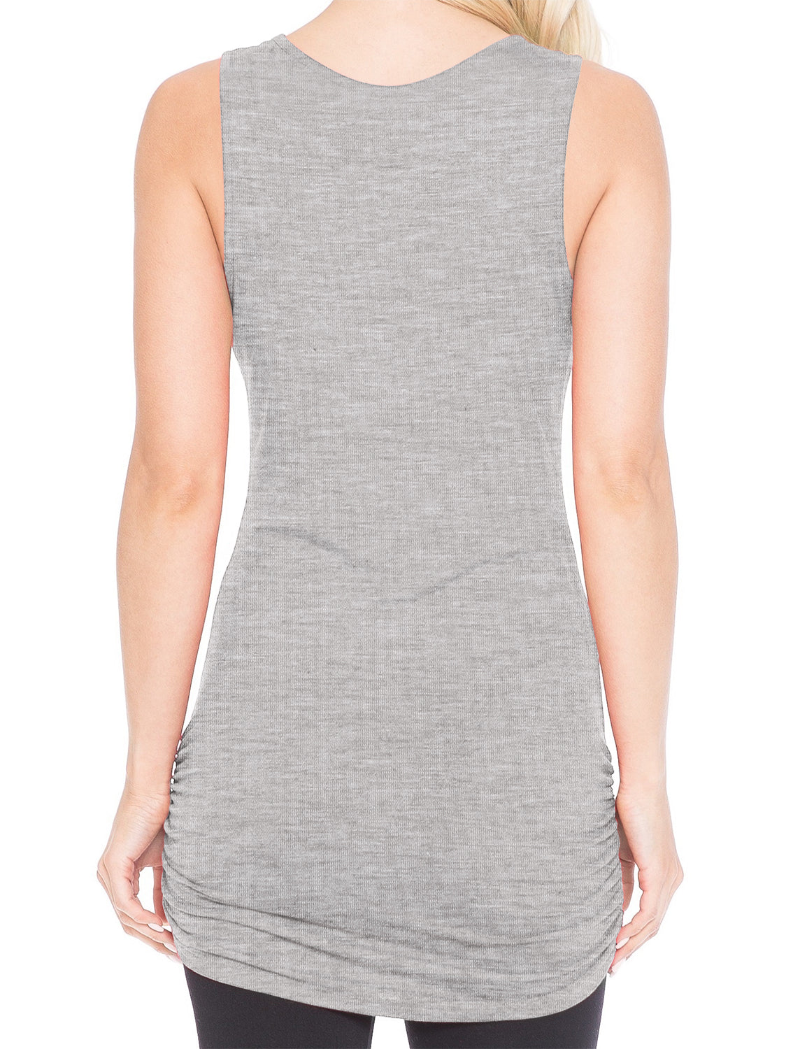 Women's V-Neck Cami Sleeveless Stretch Comfy Shirring Tank Top (S-3XL)