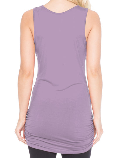Women's V-Neck Cami Sleeveless Stretch Comfy Shirring Tank Top (S-3XL)