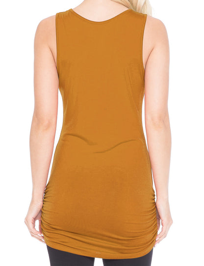 Women's V-Neck Cami Sleeveless Stretch Comfy Shirring Tank Top (S-3XL)