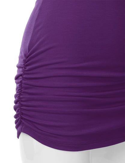 Women's V-Neck Cami Sleeveless Stretch Comfy Shirring Tank Top (S-3XL)