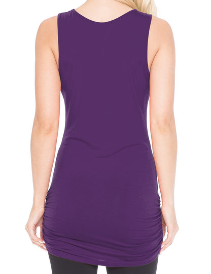 Women's V-Neck Cami Sleeveless Stretch Comfy Shirring Tank Top (S-3XL)