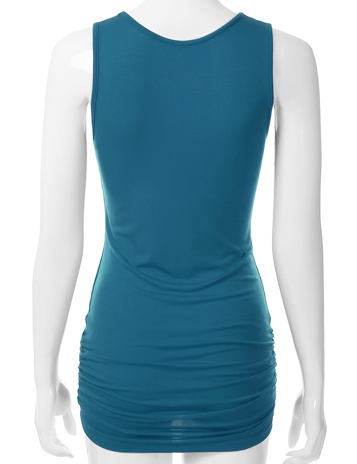 Women's V-Neck Cami Sleeveless Stretch Comfy Shirring Tank Top (S-3XL)