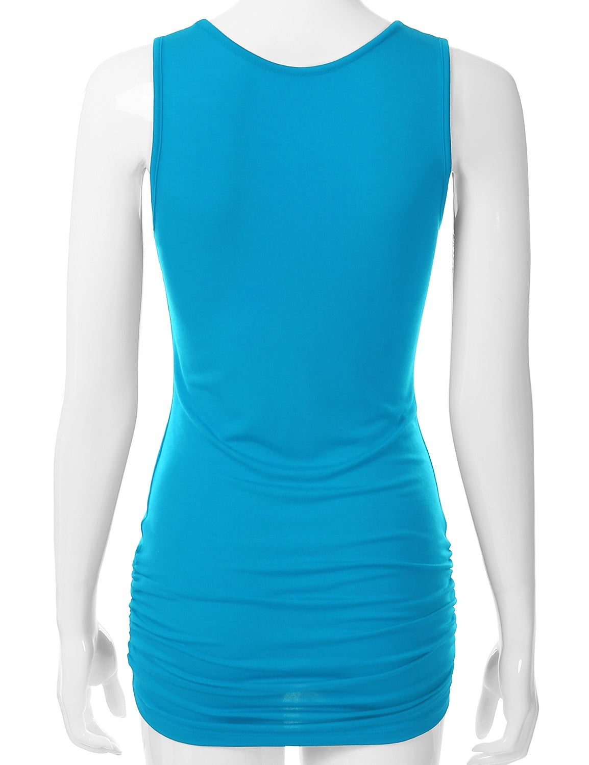 Women's V-Neck Cami Sleeveless Stretch Comfy Shirring Tank Top (S-3XL)